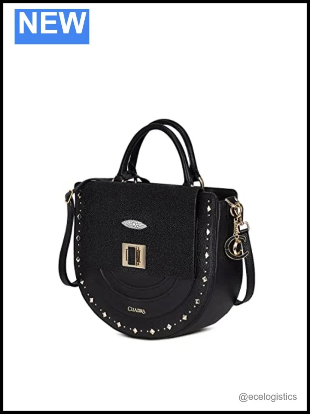 Genuine Stingray Leather Satchel Handbag with Braided Handle